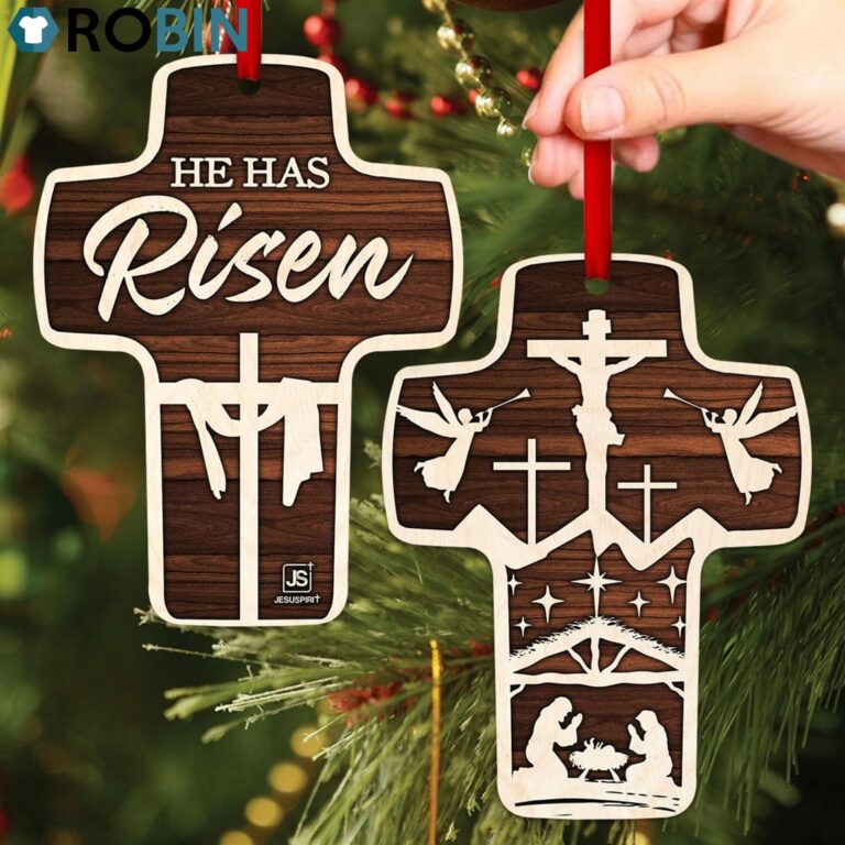 Jesuspirit He Has Risen Meaningful Cross Ornament Religious Decoration Gift For Christian Relatives