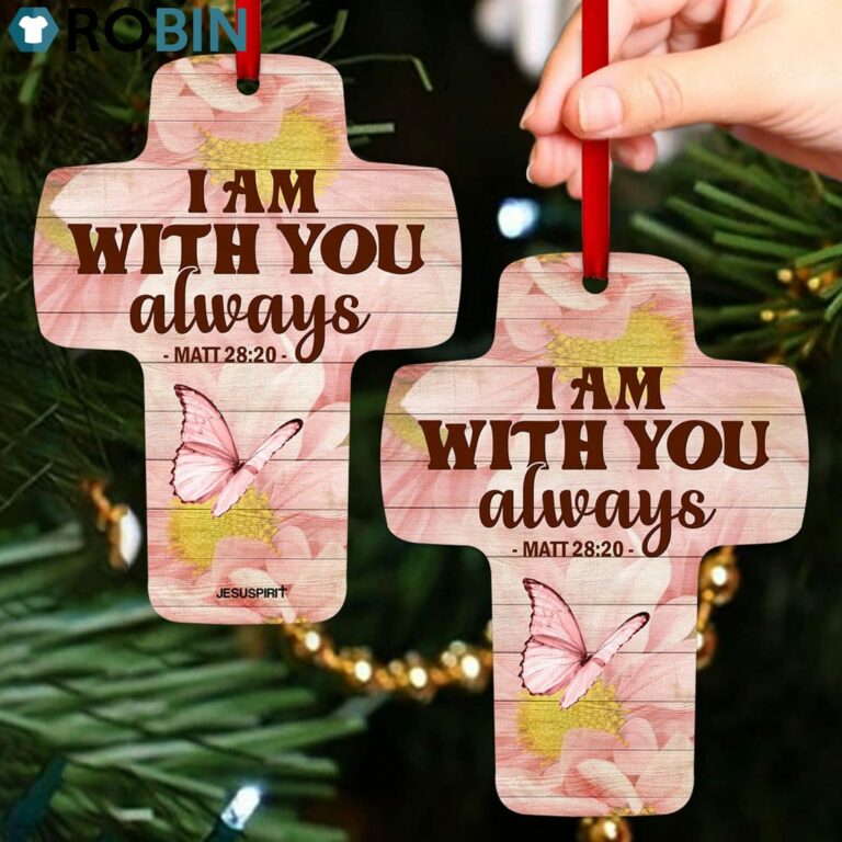 Jesuspirit I Am With You Always Matthew 2820 Daisy And Butterfly Beautiful Cross Ornament