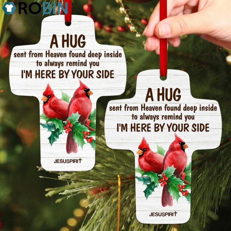 Jesuspirit I’m Here By Your Side Beautiful Memorial Cross Ornament Flower And Robin Redbreast