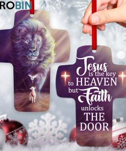 jesuspirit jesus is the key to heaven but faith unlocks the door cross ornament lion and lamb 1 axu71f