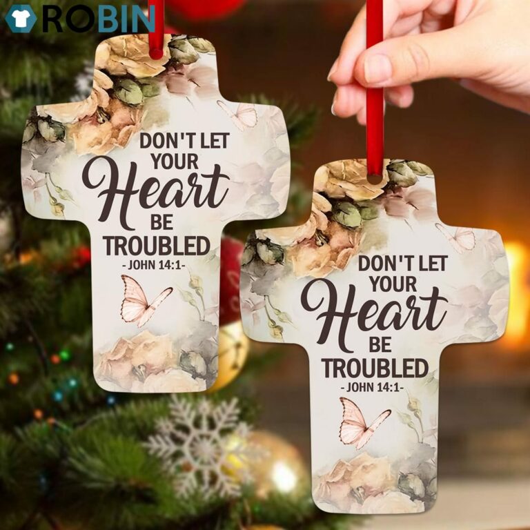 Jesuspirit John 141 Cross Ornament Don’t Let Your Heart Be Troubled Rose & Butterfly