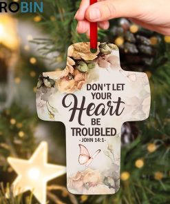 Jesuspirit John 141 Cross Ornament Don’t Let Your Heart Be Troubled Rose & Butterfly Jesuspirit John 141 Cross Ornament Don’t Let Your Heart Be Troubled Rose & Butterfly