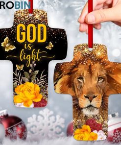 jesuspirit lion and flower god is light 1 john 15 unique cross ornament 1 oeo38q