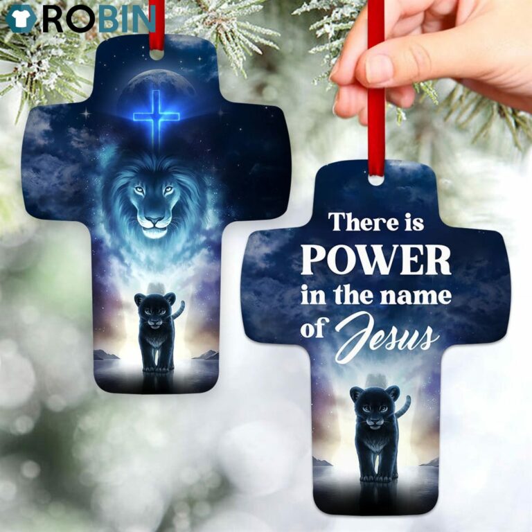 Jesuspirit Lion Cross Ornament There Is Power In The Name Of Jesus Faithful Gift For Christian People