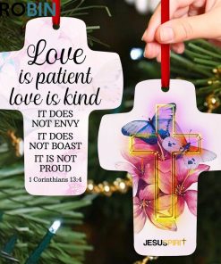 jesuspirit love is patient 1 corinthians 134 flower and butterfly cross ornament 1 xap6ta