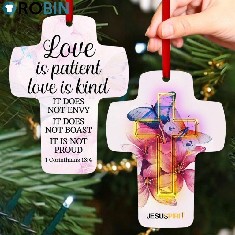 Jesuspirit Love Is Patient 1 Corinthians 134 Flower And Butterfly Cross Ornament