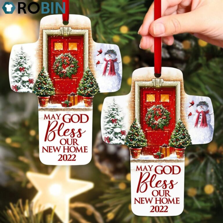 Jesuspirit May God Bless Our New Home 2022 Christmas Cross Ornament Decoration Gift For Christian Family
