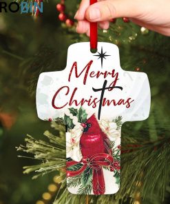 Jesuspirit May God’s Love Be With You Always Flower And Cardinal Cross Ornament