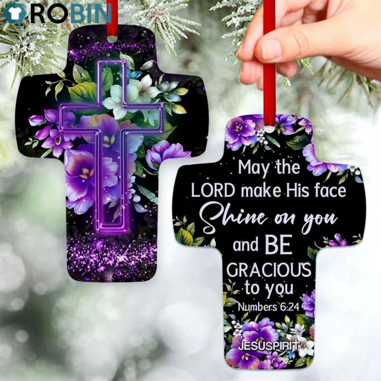 Jesuspirit May The Lord Make s Face Shine On You mbers 624 Flower Cross Ornament