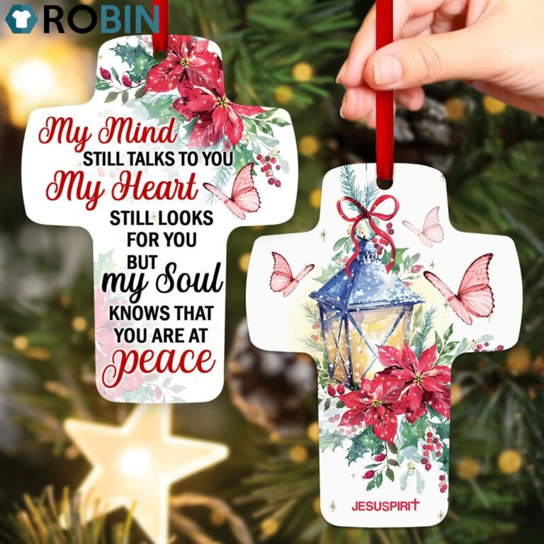 Jesuspirit Memorial Cross Ornament My Mind Still Talks To You Flower And Butterfly