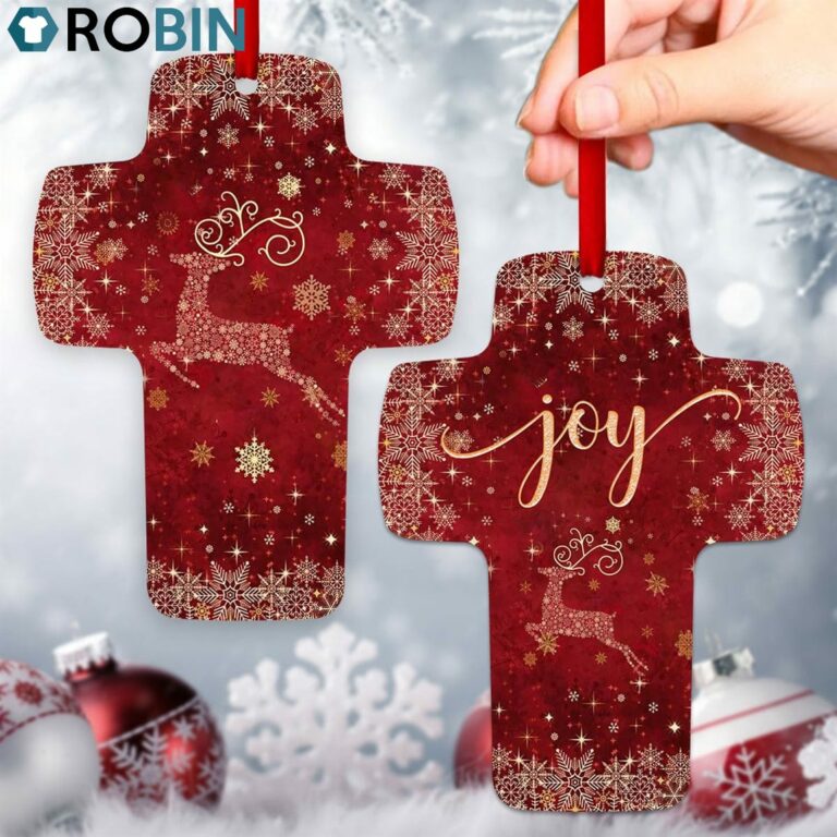 Jesuspirit Reindeer And Flower Christmas Gift For Christians Red Cross Ornament