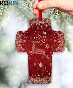 Jesuspirit Reindeer And Flower Christmas Gift For Christians Red Cross Ornament