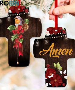 jesuspirit robin redbreast and flower faithful gift for christian friends cross ornament 1 lu3h0t