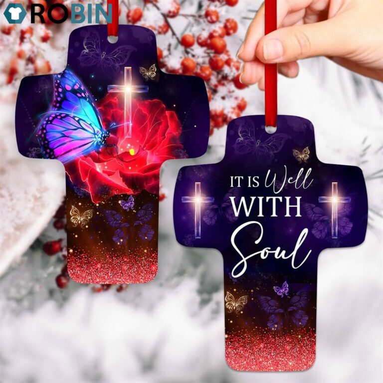 Jesuspirit Rose And Butterfly It Is Well With Soul Gorgeous Cross Ornament