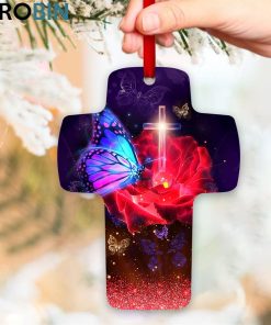 Jesuspirit Rose And Butterfly It Is Well With Soul Gorgeous Cross Ornament