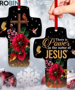 jesuspirit there is power in the name of jesus cross ornament flower and cardinal 1 bjkbos