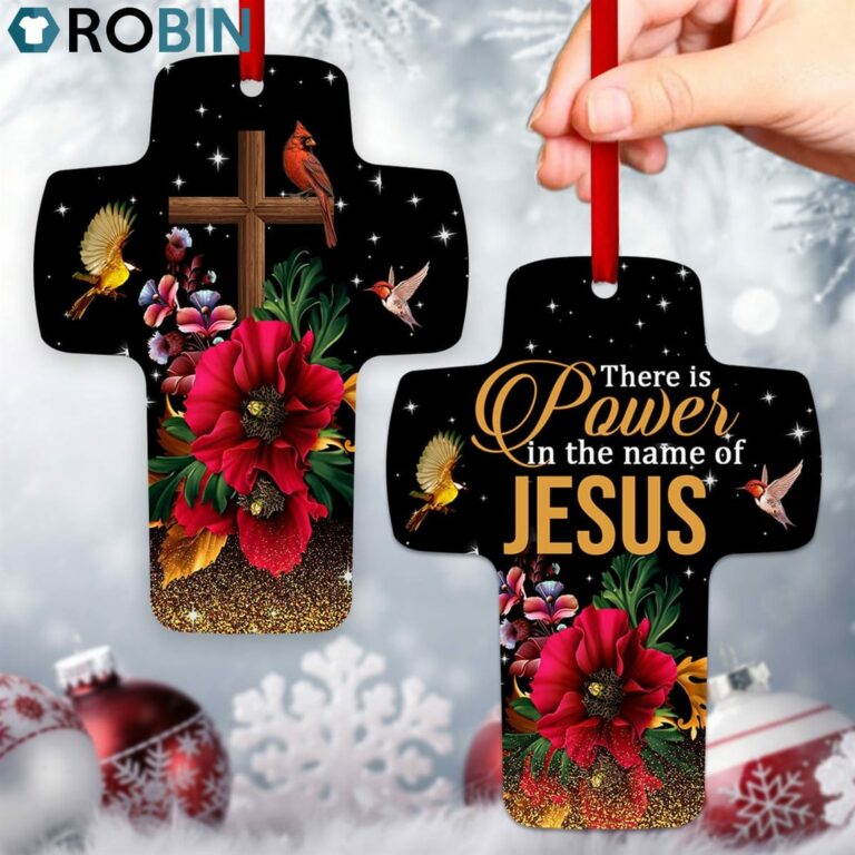 Jesuspirit There Is Power In The Name Of Jesus Cross Ornament Flower And Cardinal