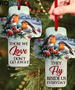 jesuspirit those we love don t go away mistletoe and robin redbreast cross ornament 1 ltayee