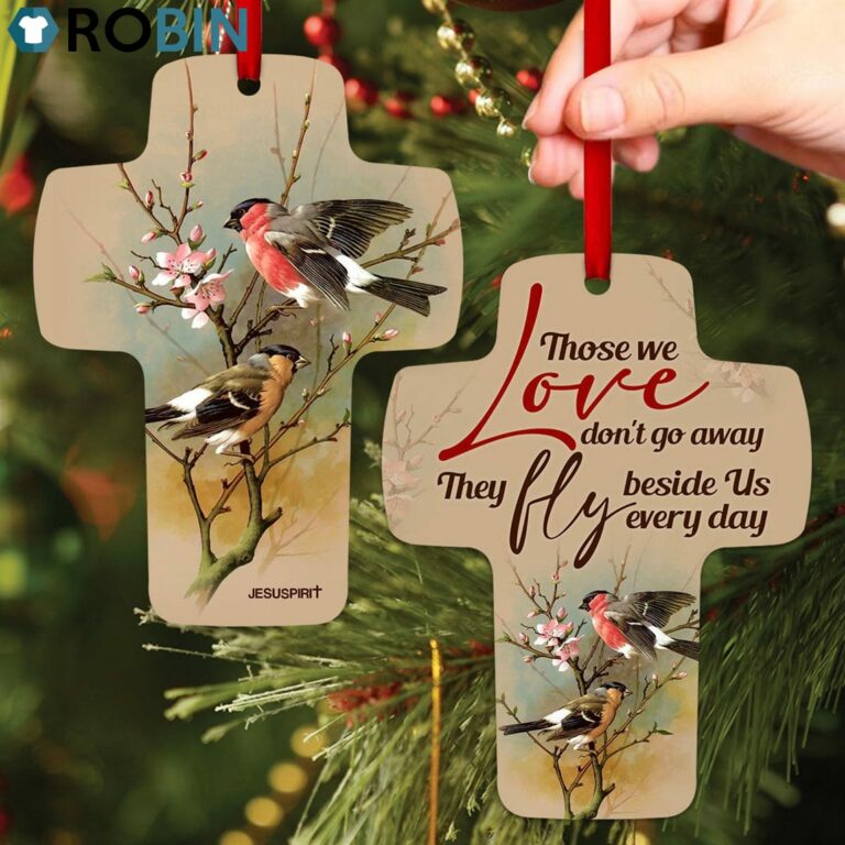 Jesuspirit Those We Love Don’t Go Away Robin Redbreast And Lily Memorial Cross Ornament