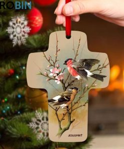 Jesuspirit Those We Love Don’t Go Away Robin Redbreast And Lily Memorial Cross Ornament
