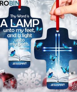 jesuspirit thy word is a lamp unto my feet psalm 119105 butterfly cross ornament 1 nkptv2