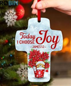 Jesuspirit Today I Choose Joy James 12 Snowman And Flower Pretty Cross Ornament