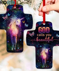 jesuspirit unicorn and butterfly god calls you beautiful pretty cross ornament 1 keatek