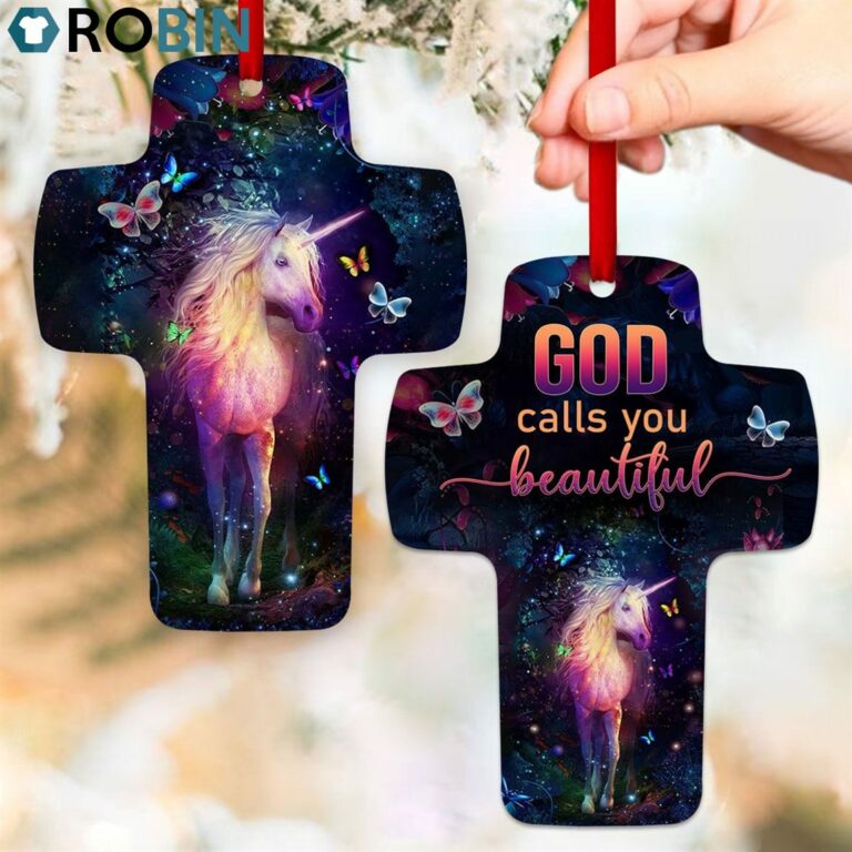 Jesuspirit Unicorn And Butterfly God Calls You Beautiful Pretty Cross Ornament