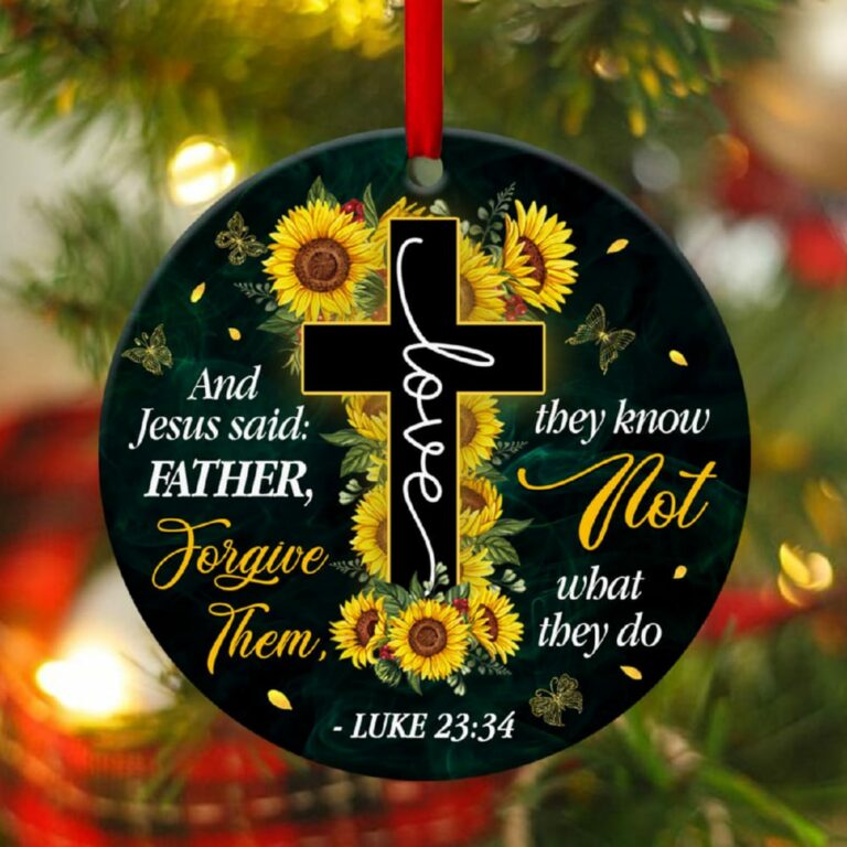 Jesus’s Last Words Unique Sunflower Cross Circle Ornament