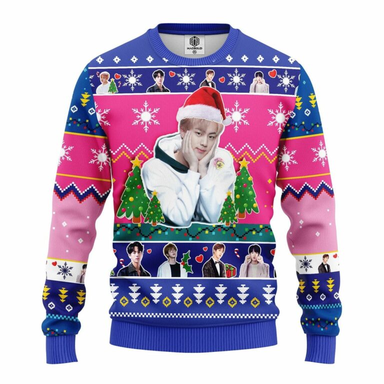 Jin Bts Ugly Christmas Sweatshirt Pink-