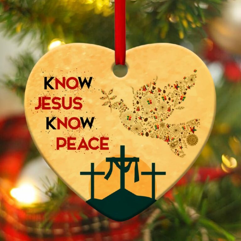 Know Jesus, Know Peace Pigeon Heart Ornament