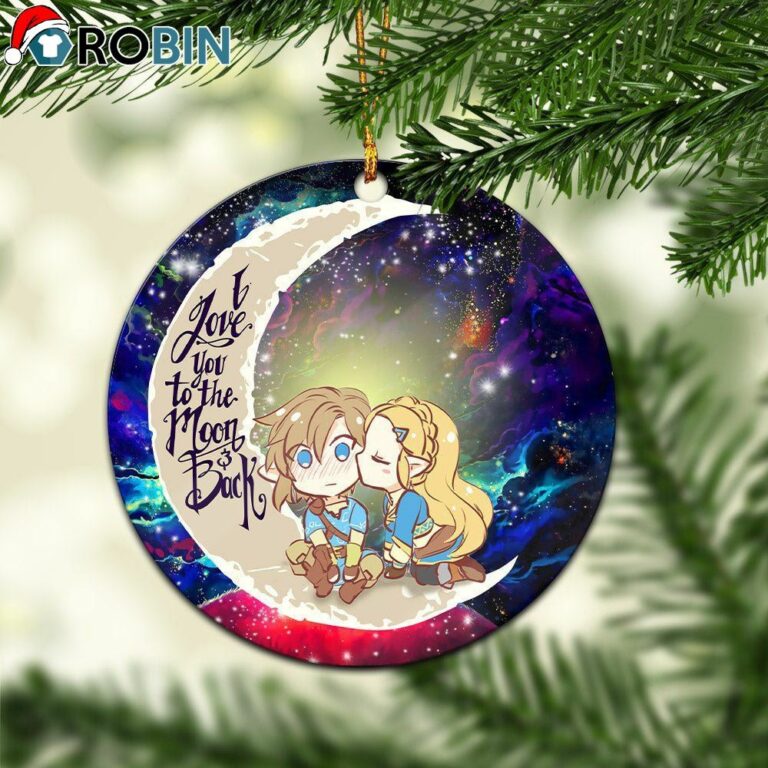 Legend Of Zelda Couple Chibi Couple Love You To The Moon Galaxy Ornament – Christmas Decorations