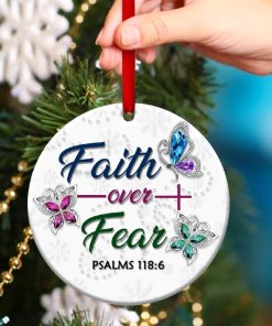 Let Faith Be Bigger Than Fear Butterfly Circle Ornament Let Faith Be Bigger Than Fear Butterfly Circle Ornament