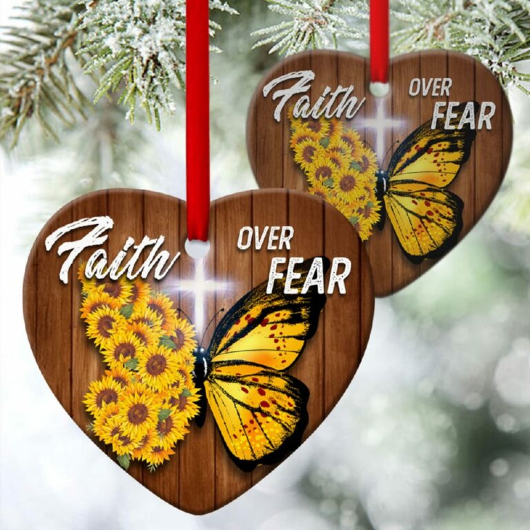 Let Faith Be Bigger Than Fear Sunflower Heart Ornament