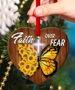Let Faith Be Bigger Than Fear Sunflower Heart Ornament Let Faith Be Bigger Than Fear Sunflower Heart Ornament