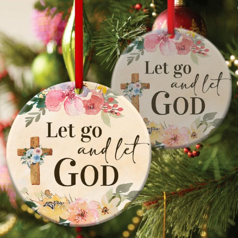 Let Go And Let God Flower Circle Ornament