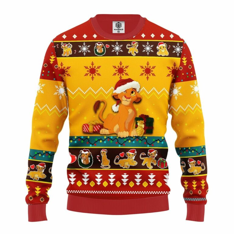 Lion King Simba Ugly Christmas Sweatshirt Yellow 2