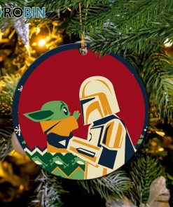 mandalorian holding baby yoda circle ornament christmas decorations 1 apiwd2