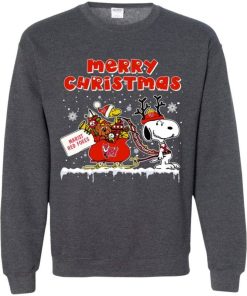 marist red foxes ugly christmas sweaters merry christmas snoopy with sleigh sweatshirt 1 zdZXM