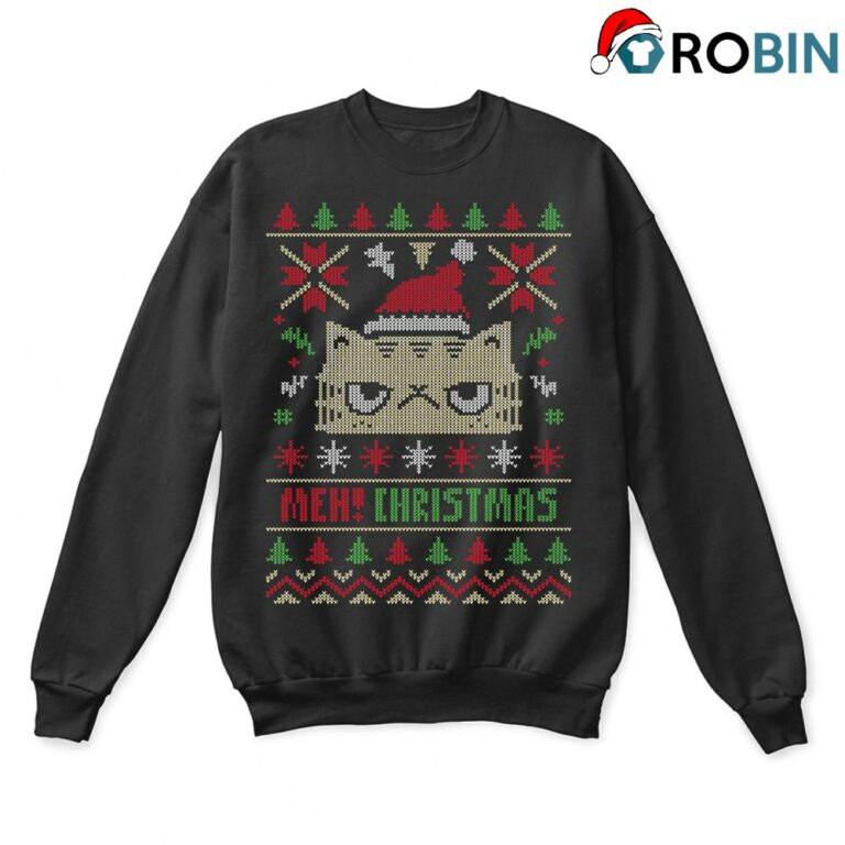 Meh Christmas And A Crappy New Year Grumpy Cat Ugly Sweatshirt