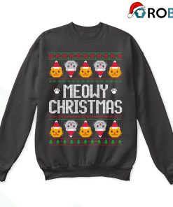 Meowy Christmas And Happy New Year Cat Lover Ugly Sweatshirt