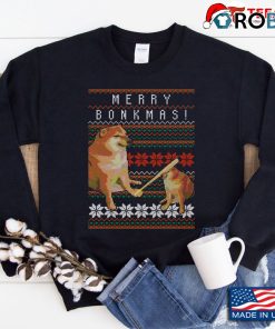 Merry Bonkmas Cheems Doge Bonk Meme Ugly Christmas Sweatshirt