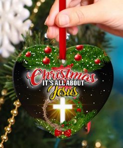 Merry Christmas Cross Christian Heart Ornament Merry Christmas Cross Christian Heart Ornament