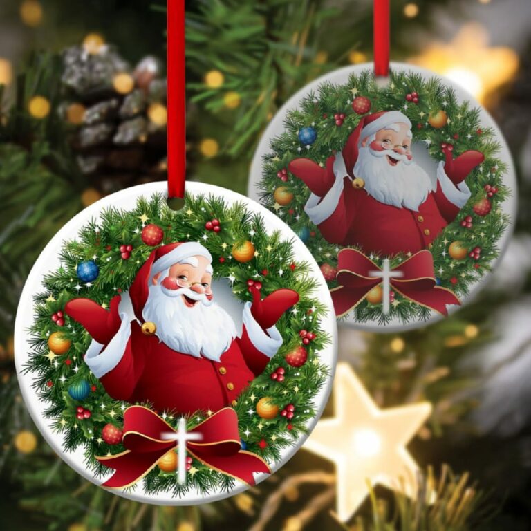 Merry Christmas Santa Claus Circle Ornament
