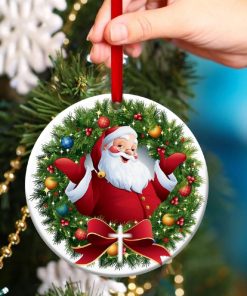 Merry Christmas Santa Claus Circle Ornament Merry Christmas Santa Claus Circle Ornament