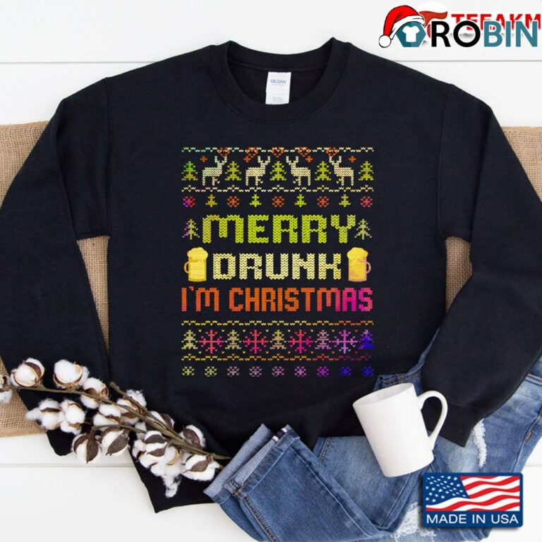 Merry Drunk Ugly Christmas Sweatshirt Christmasparty Sweatshirt