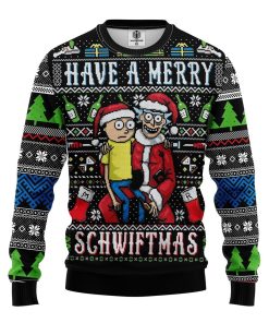 merry rick and morty ugly christmas sweatshirt 1 4m4lm