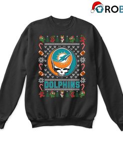 Miami Dolphins X Grateful Dead Christmas Ugly Sweatshirt