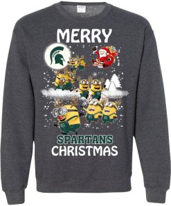 michigan state spartans minion ugly christmas sweatshirt 3 QKC2V
