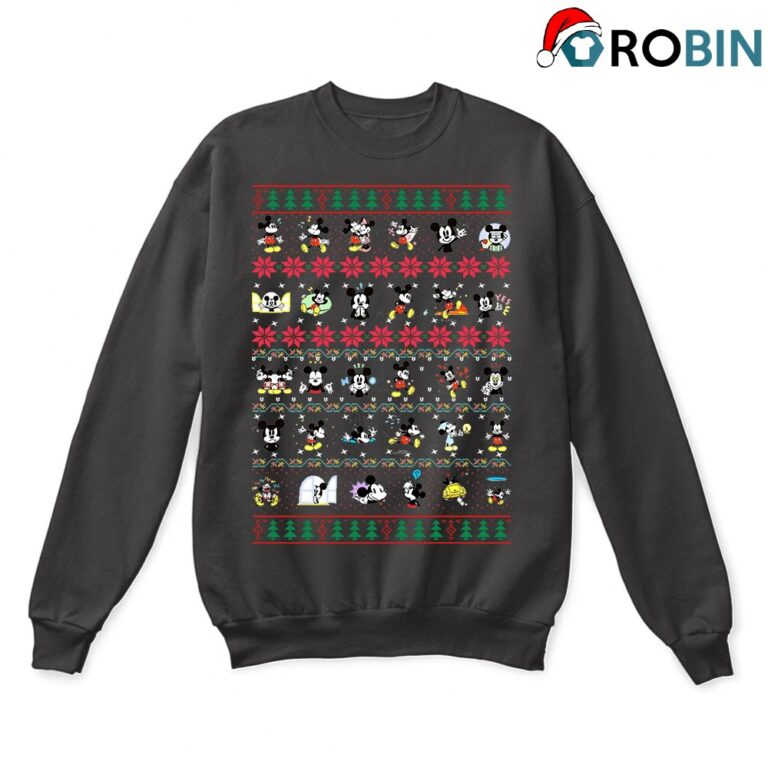 Mickey Cute Emoji Disney Stickers Ugly Christmas Sweatshirt